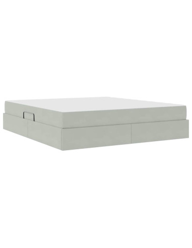 Letto con contenitore e materasso Grigio chiaro 180 x 200 cm