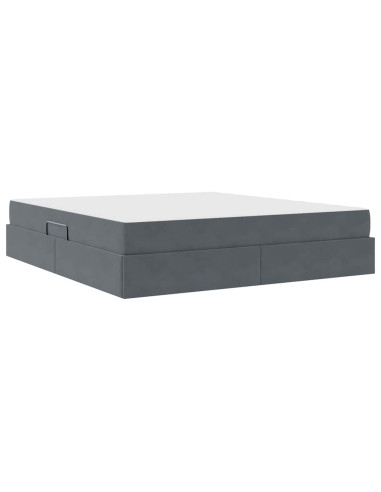 Letto con contenitore e materasso Grigio scuro 180 x 200 cm