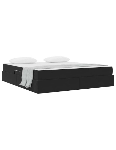 Letto con contenitore e materasso Nero 180 x 200 cm Velluto