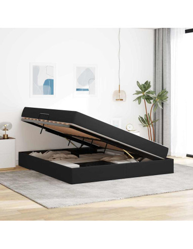 Letto con contenitore e materasso Nero 180 x 200 cm Velluto