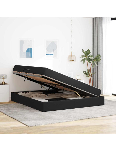 Letto con contenitore e materasso Nero 180 x 200 cm Velluto