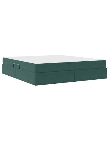 Letto con contenitore e materasso Verde Scuro 180 x 200 cm
