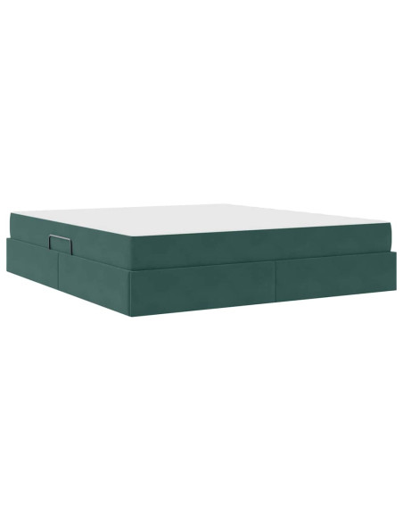 Letto con contenitore e materasso Verde Scuro 180 x 200 cm