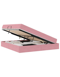 Letto con contenitore e materasso Rosa 180 x 200 cm Velluto 2