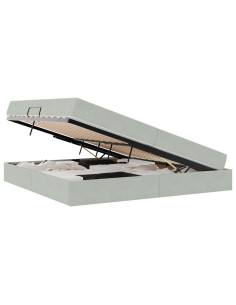 Letto con contenitore e materasso Grigio chiaro 200 x 200 cm 2