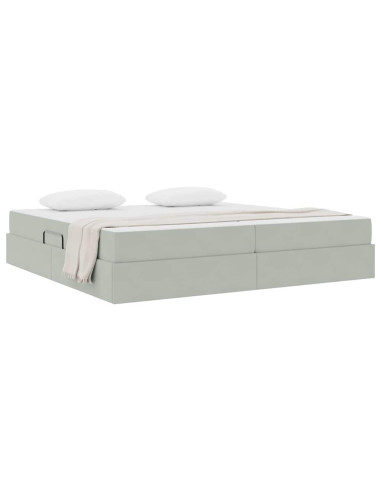 Letto con contenitore e materasso Grigio chiaro 200 x 200 cm