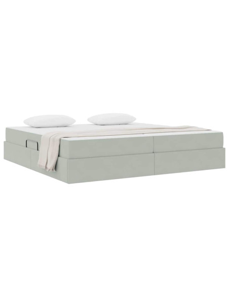 Letto con contenitore e materasso Grigio chiaro 200 x 200 cm