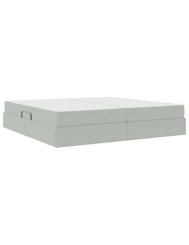 Letto con contenitore e materasso Grigio chiaro 200 x 200 cm