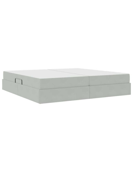 Letto con contenitore e materasso Grigio chiaro 200 x 200 cm