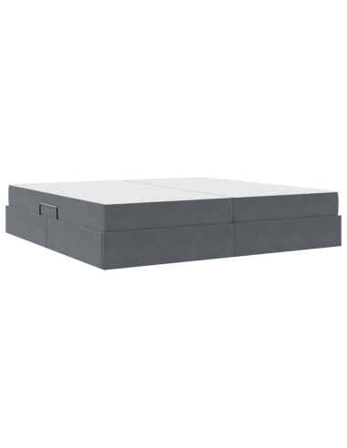 Letto con contenitore e materasso Grigio scuro 200 x 200 cm