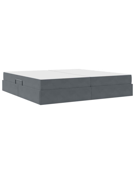 Letto con contenitore e materasso Grigio scuro 200 x 200 cm