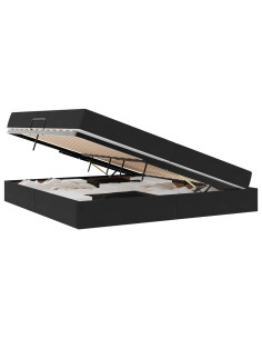 Letto con contenitore e materasso Nero 200 x 200 cm Velluto 2