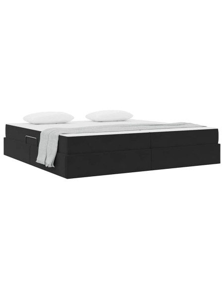 Letto con contenitore e materasso Nero 200 x 200 cm Velluto