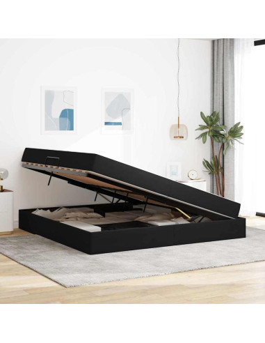 Letto con contenitore e materasso Nero 200 x 200 cm Velluto