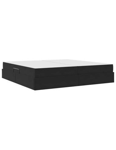 Letto con contenitore e materasso Nero 200 x 200 cm Velluto