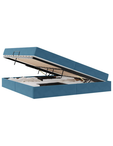 Letto con contenitore e materasso Blu Scuro 200 x 200 cm