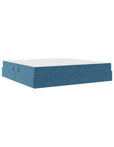Letto con contenitore e materasso Blu Scuro 200 x 200 cm