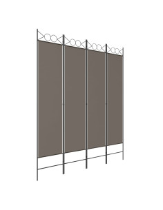 Divisorio a 4 Pannelli Antracite 160x220 cm Tessuto 2