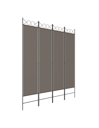 Divisorio a 4 Pannelli Antracite 160x220 cm Tessuto
