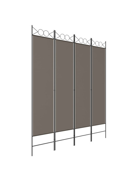 Divisorio a 4 Pannelli Antracite 160x220 cm Tessuto
