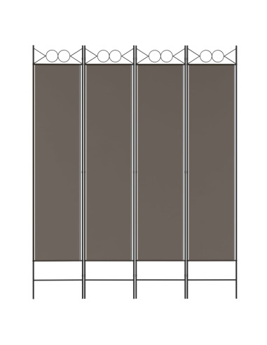 Divisorio a 4 Pannelli Antracite 160x220 cm Tessuto