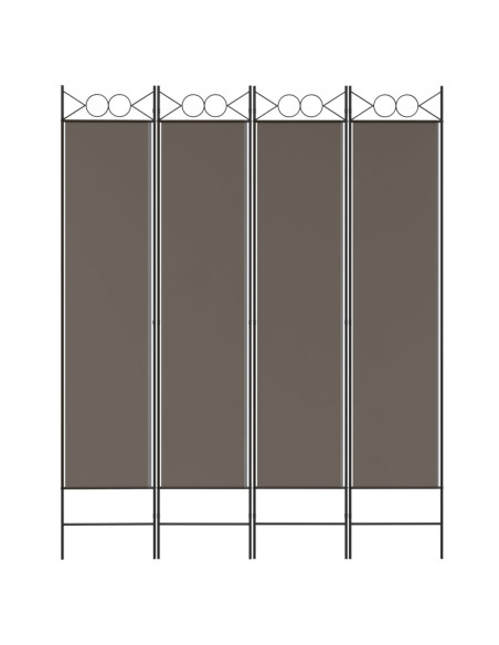 Divisorio a 4 Pannelli Antracite 160x220 cm Tessuto