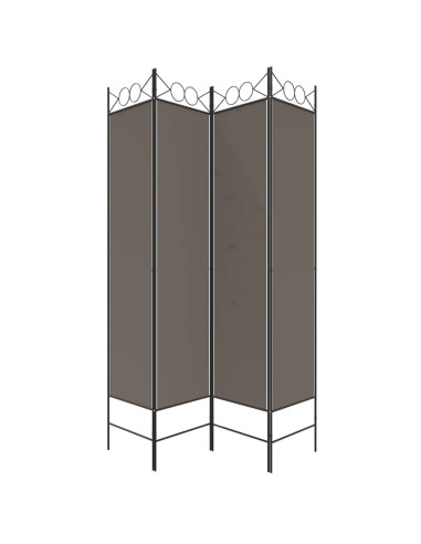 Divisorio a 4 Pannelli Antracite 160x220 cm Tessuto