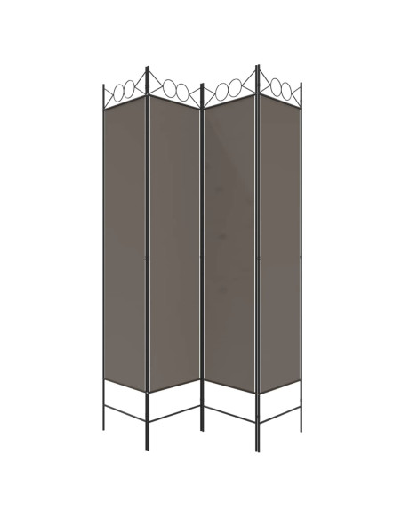 Divisorio a 4 Pannelli Antracite 160x220 cm Tessuto