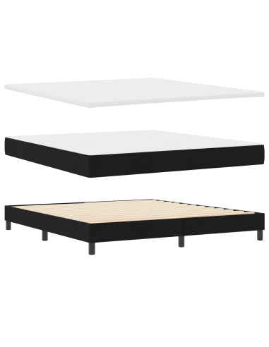 Letto a molle con materasso Nero 180 x 200 cm Tessuto
