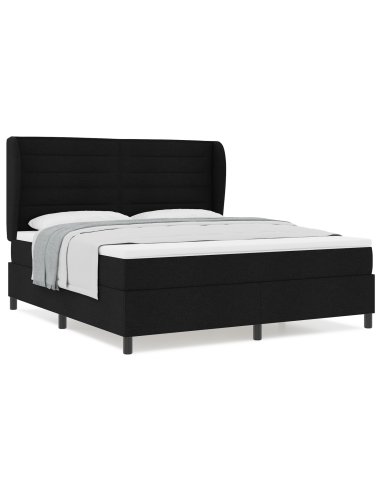 Letto a molle con materasso Nero 180 x 200 cm Tessuto