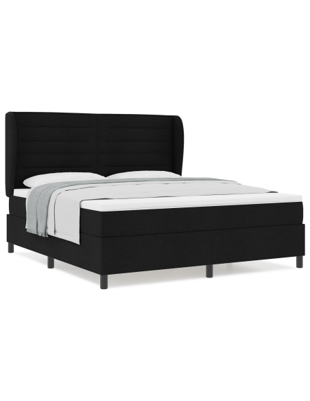 Letto a molle con materasso Nero 180 x 200 cm Tessuto
