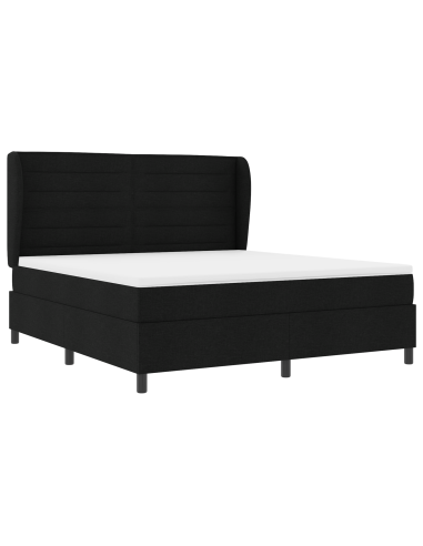 Letto a molle con materasso Nero 180 x 200 cm Tessuto