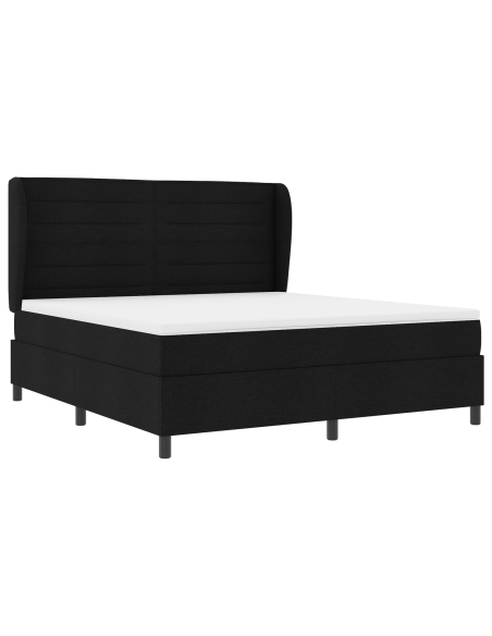 Letto a molle con materasso Nero 180 x 200 cm Tessuto