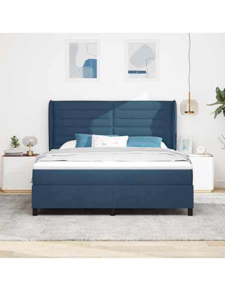 Letto a molle con materasso Blu 180 x 200 cm Tessuto
