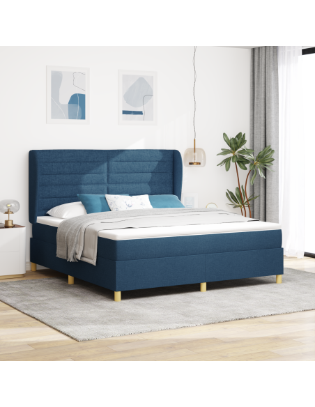 Letto con molle e materasso Grigio Scuro 90x190 cm Tessuto Blu