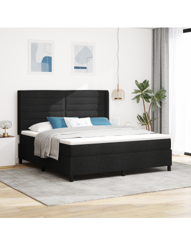 Letto a molle con materasso Nero 180 x 200 cm Tessuto