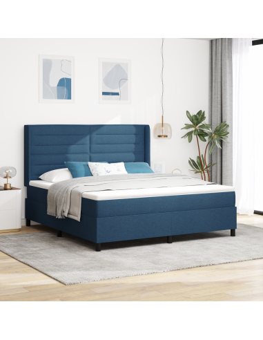 Letto a molle con materasso Blu 180 x 200 cm Tessuto