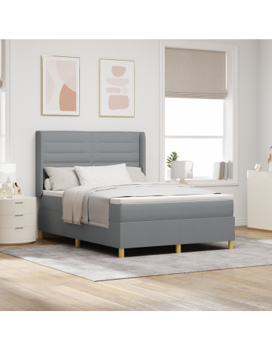 Letto a molle con materasso Grigio chiaro 160 x 200 cm Tessuto