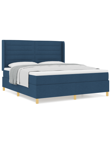 Letto a molle con materasso Blu 180 x 200 cm Tessuto