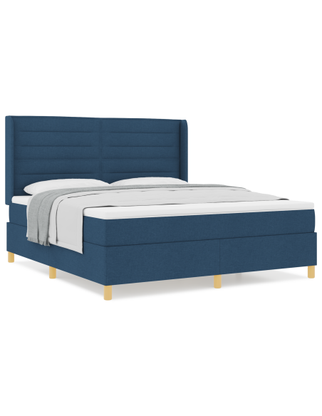 Letto a molle con materasso Blu 180 x 200 cm Tessuto