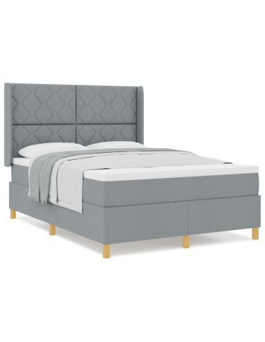 Letto a molle con materasso Grigio chiaro 160 x 200 cm Tessuto