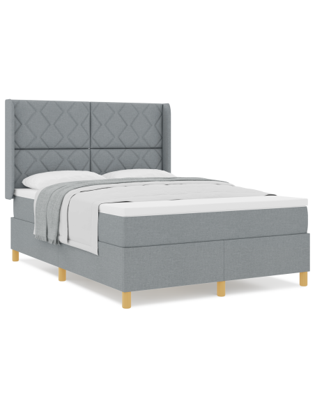 Letto a molle con materasso Grigio chiaro 160 x 200 cm Tessuto