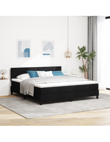 Letto a molle con materasso con led Nero 180 x 200 cm Tessuto