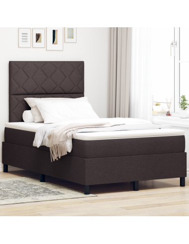 Letto a molle con materasso Marrone scuro 120 x 190 cm Tessuto