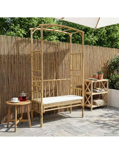 Arco da Giardino con Panchina Naturale 115 x 50 x 205 cm Bambù