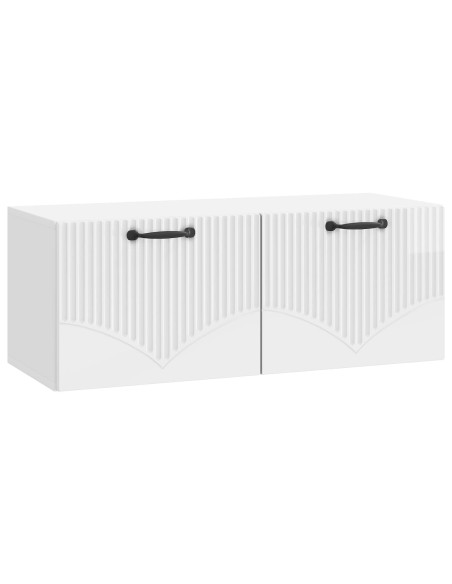 Mobile Porta TV da Muro Bianco Lucido 78,5 x 31 x 30 cm