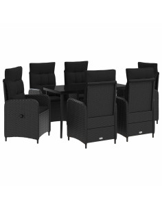 Set Tavolo da Salotto con cuscino con cuscino 7 pcs Nero