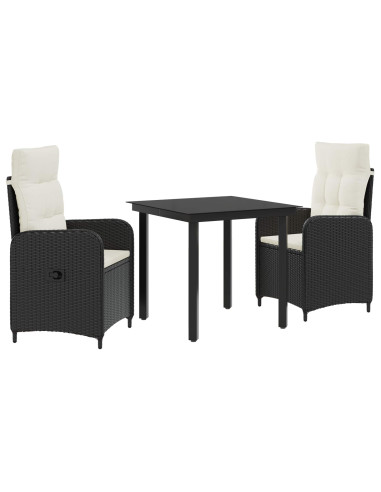 Set Tavolo da Salotto con cuscino 3 pcs Nero e Bianco Crema