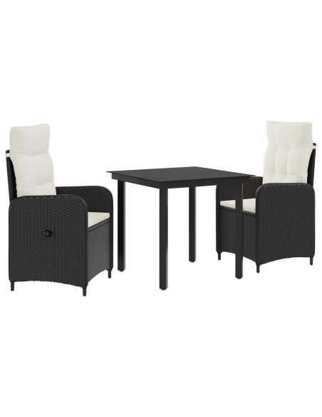 Set Tavolo da Salotto con cuscino 3 pcs Nero e Bianco Crema