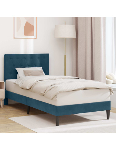Struttura del letto con testiera Blu 90 x 200 cm Velluto